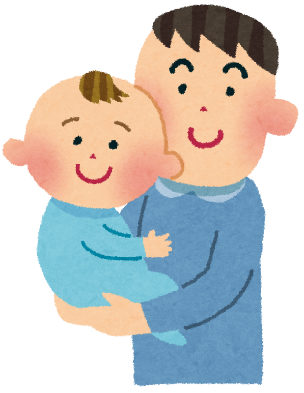赤ちゃんを抱っこするパパのイラスト