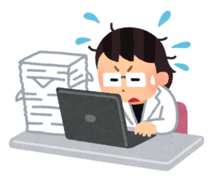 仕事に慌てるママのイラスト